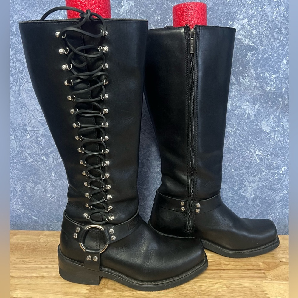 Harley-Davidson Black Lace-Up Leather Boots